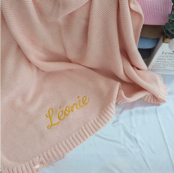 Personalized Knitted Cotton Baby Blanket