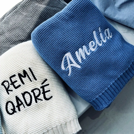 Personalized Knitted Cotton Baby Blanket
