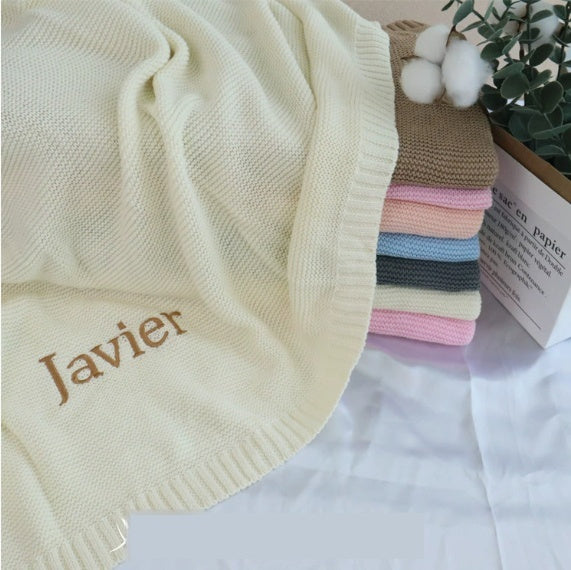 Personalized Knitted Cotton Baby Blanket