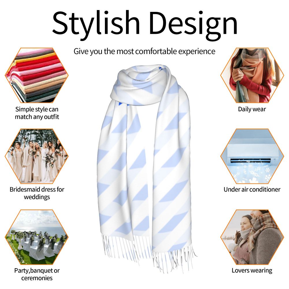 Horizontal Faux Cashmere Thermal Fringe Scarf