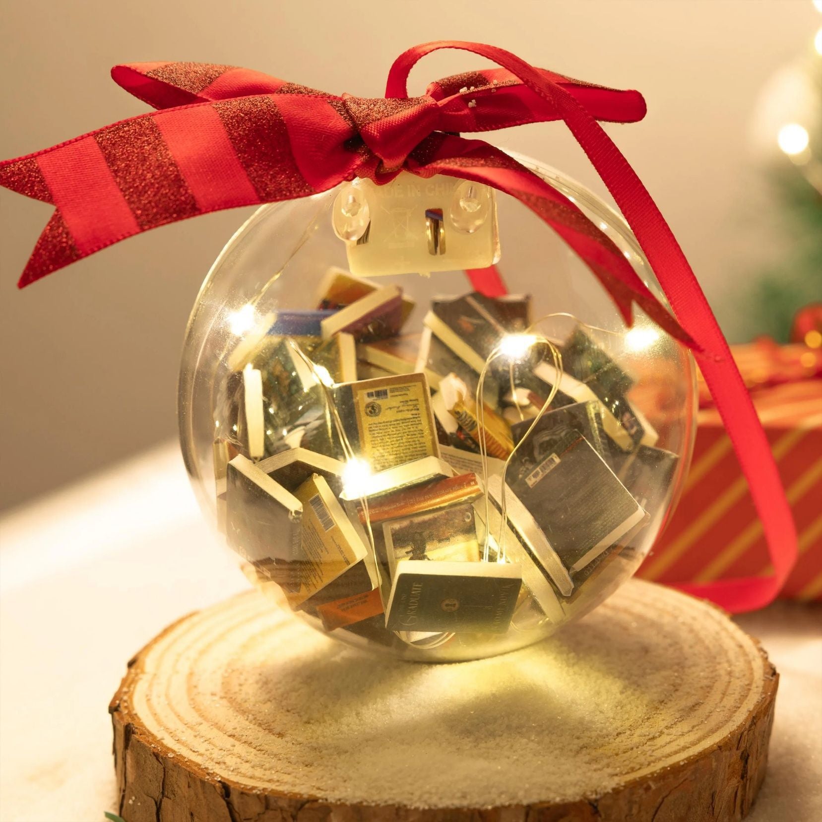 Book-Stack Christmas Ball Ornament