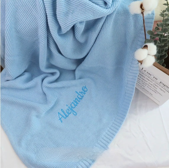 Personalized Knitted Cotton Baby Blanket