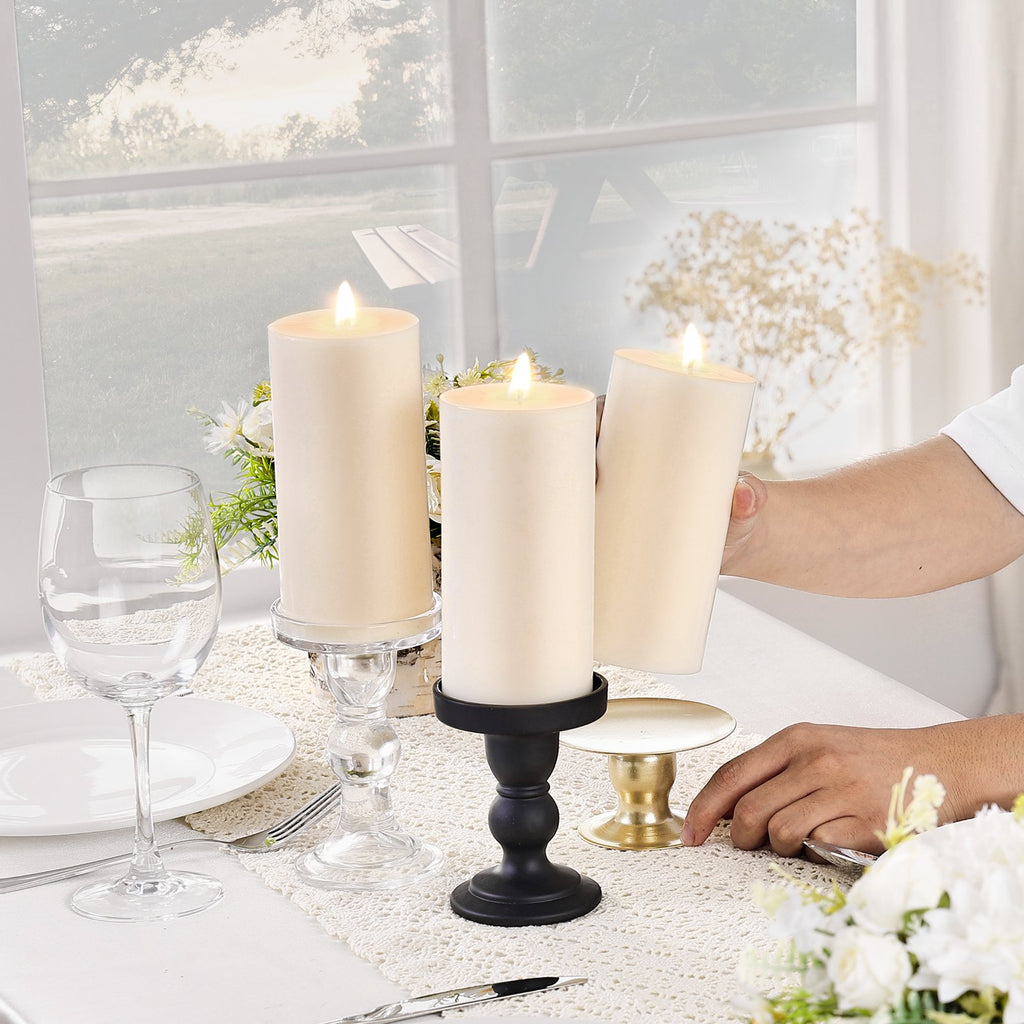Long-Burn White Pillar Candles, 3-Pack