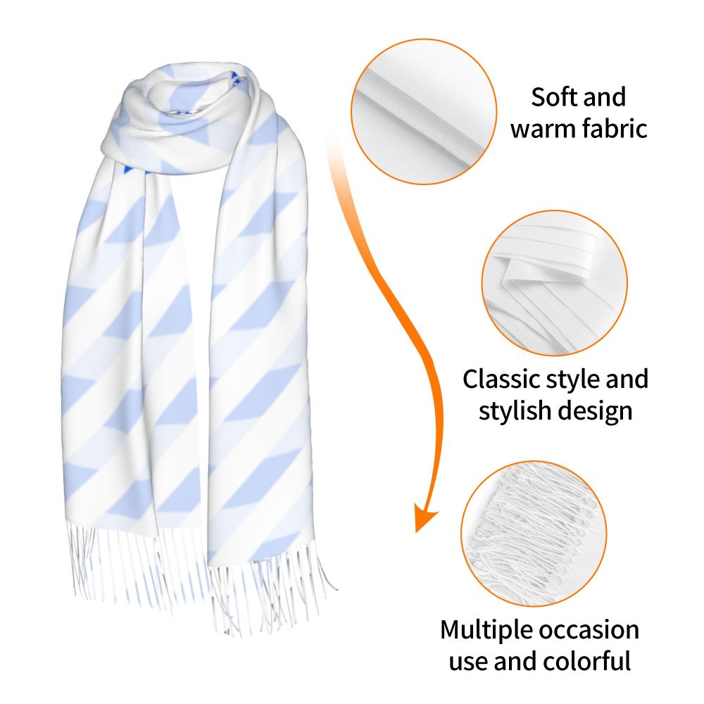 Horizontal Faux Cashmere Thermal Fringe Scarf