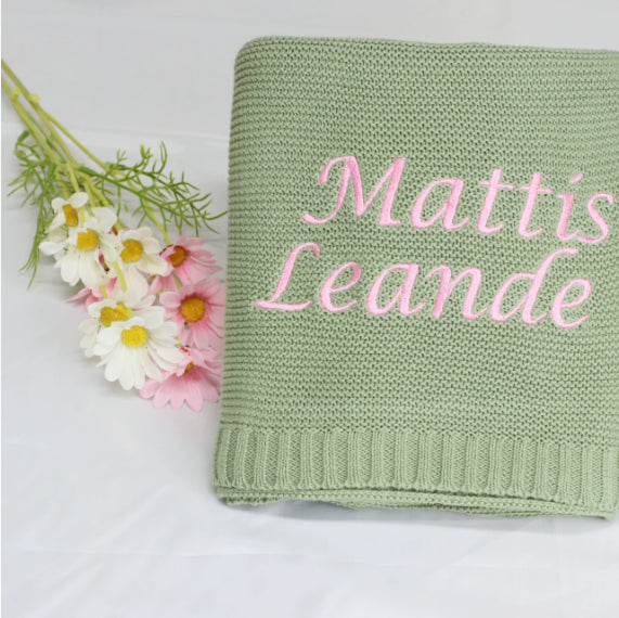 Personalized Knitted Cotton Baby Blanket